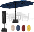 Sundale Outdoor 15ft Large Patio Umbrella with Base Included and Umbrella Cover, Outdoor Double-Sided Umbrella
