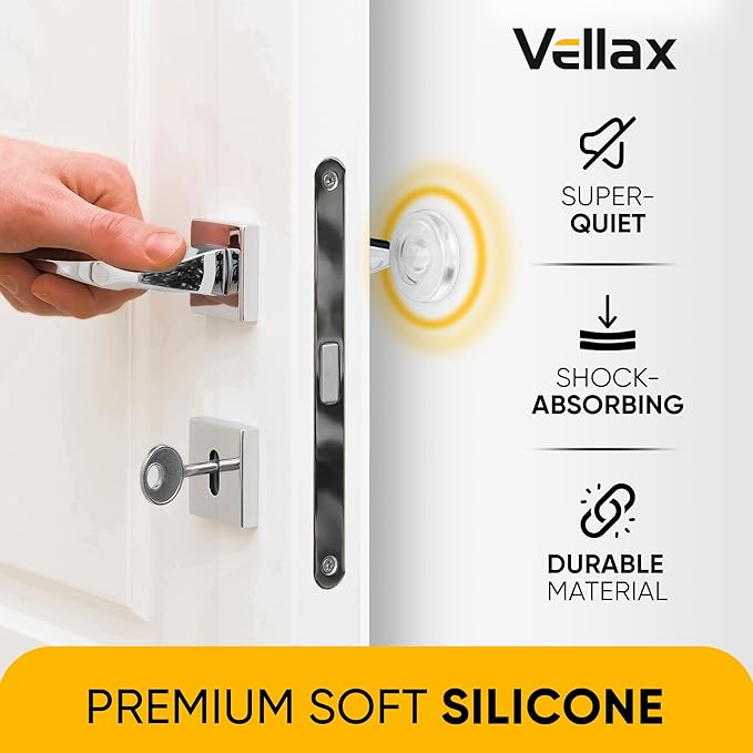 Large 2" Door Knob Wall Protectors – 4 Clear Self-Adhesive Silicone Bumper Pads in Jelly Crown Shape – Noise Dampening Wall & Furniture Guards by VELLAX