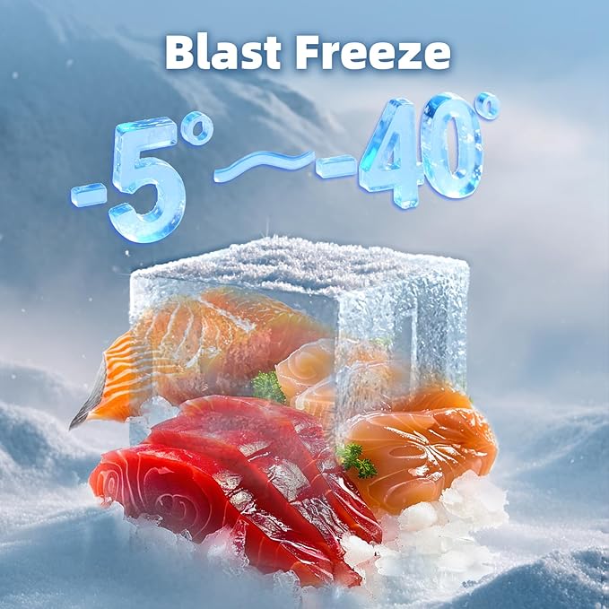 Commercial Blast Chiller 10 Trays, Shock Freezing Blast Chiller & Freezer Heavy Duty, Flash Freezer for Ice Cream, Seafood, Desserts, Meat-Lowest Temperature -40°C