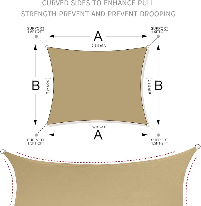 LOVE STORY 16' x 20' Rectangle Dark Grey Sun Shade Sail Canopy UV Block for Outdoor Patio Garden Backyard
