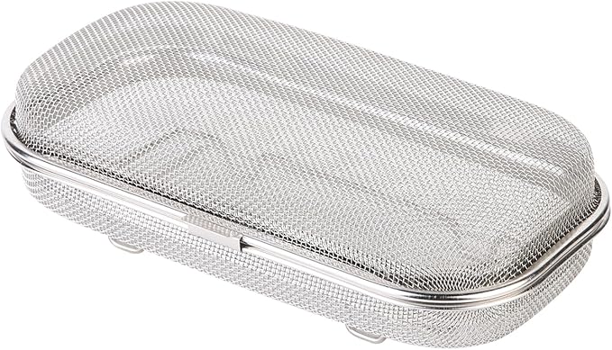 Dishwasher Basket for Small Items, 18/8 Food-Grade Stainless Steel Utensil Organizer with Locking Lid, Dishwasher Safe Holder for Chopsticks, Forks, Spoons, Bottle Parts and Kitchen Tools(Medium)