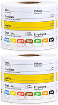 Restaurant Quality Shelf Life Food Rotation Labels Vinyl, 2” x 3” Self-Adhesive Removable Freezer Food Labels Stickers, Perfect for Reusable Containers, Food Date Sticker (Large, Count, 2)