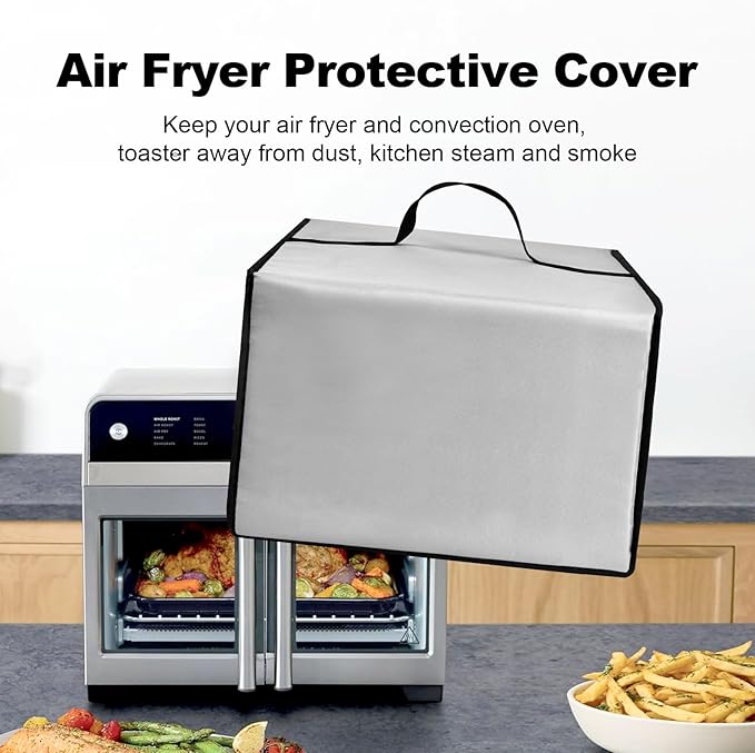 French Door Toaster Dust Cover for Ninja Air Fryer Convection Pizza Oven FO101,Heavy Duty Heat resistant Waterproof Covers Case for Midea Toaster Oven Smokeless Grill Combo (Silver)