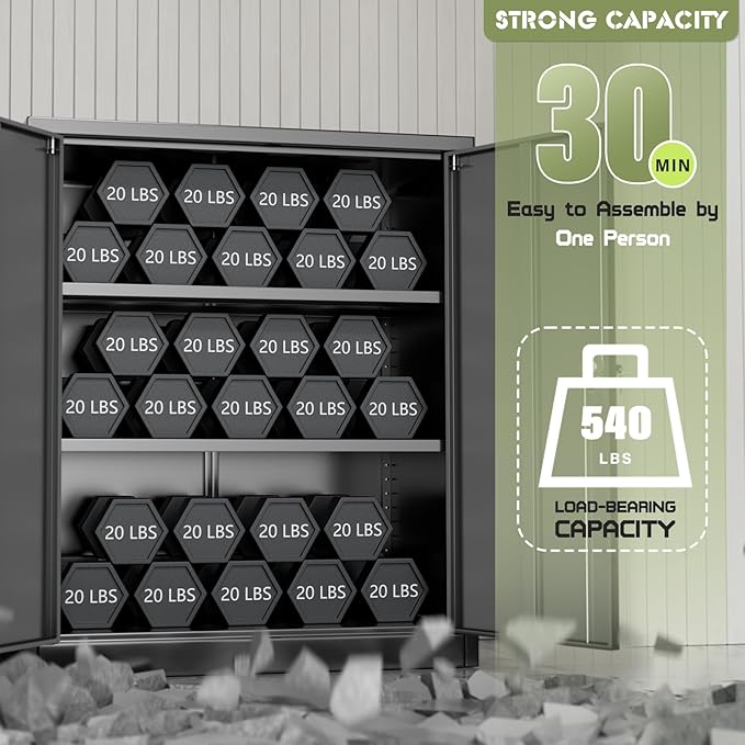 Oakcloud Oakmont Metal Storage Cabinet for Tool Organization, 36" Lockable Garage Storage Cabinets with 2 Doors and 4 Adjustable Shelves, Locking File Cabinet for Office, Home, School (36”-Black)