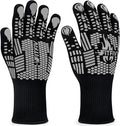 BBQ Gloves, Oven Gloves, 1472°F Extreme Heat Resistant Barbecue Gloves, Silicone Non-Slip Oven Mitts, Kitchen for Cooking, Grilling, and Baking (Gray)