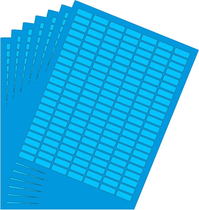 Small Rectangular Labels Printable Stickers for Injket Printers in Blue, Small Matte Labels 1 inch x 0.375 inch for Laser Printers with Template Included - 1078 Pack