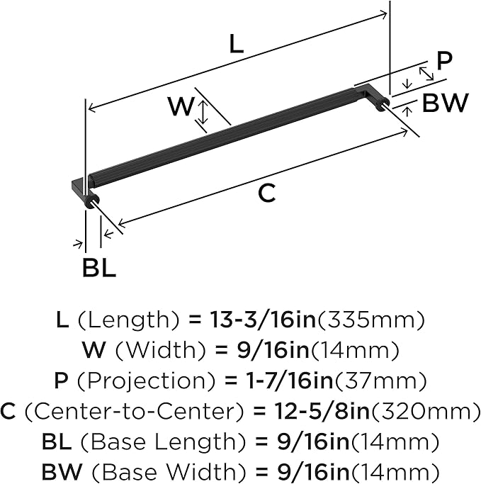 Amerock Ballard 12-5/8 inch (320mm) Center-to-Center Matte Black Cabinet Pull, BP37649MB