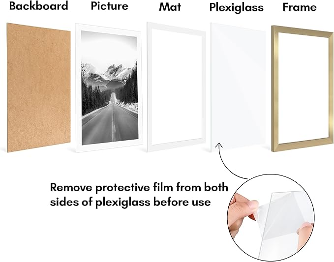 Americanflat 13x19 Picture Frame with Polished Plexiglass - Set of 5 - Use as 11x17 Frame with Mat or Display 13x19 Photo Without Mat - Galleria Collection - Picture Frames for Wall Display - Gold
