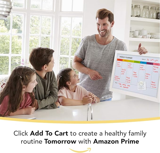 Weekly Dry Erase Board for Wall [17in x 12in] Weekly Whiteboard Planner and Magnetic Calendar - Days of The Week White Board for Schedule, Daily Meal Planner - Includes Full Mounting Kit