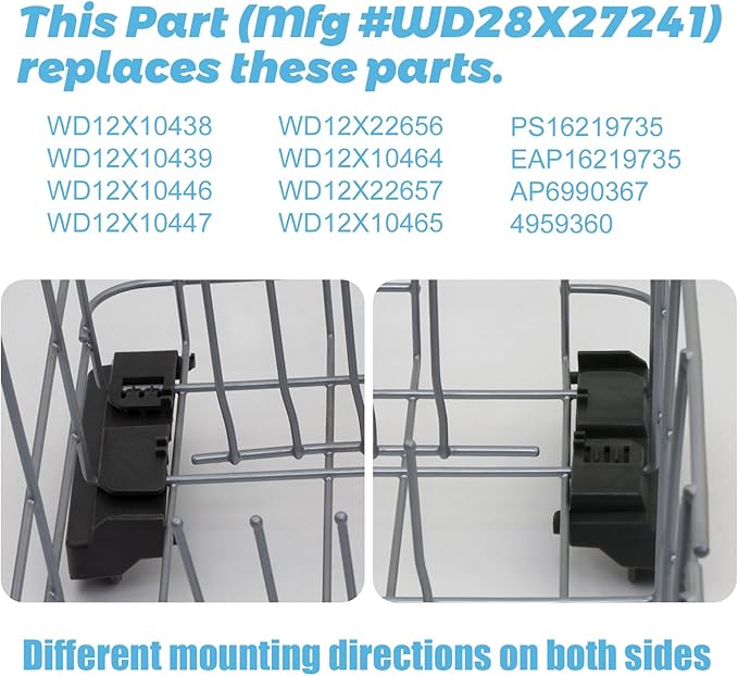 WD28X27241 AP6990367B Dishwasher Rack Carrier And Roller Kit Compatible with GE Haier Dishwasher replaces WD12X10439, WD12X10446, WD12X10447, WD12X22657, WD12X22656