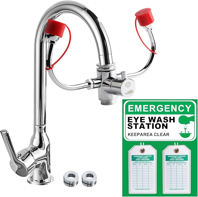Lionshop Heavy Duty Emergency Shower and Eyewash Test Record, Double-Sided Inspection Record Tag, 5.75" Height x 3" Width, 0.375" in Brass Eyelet Size, Green Ink on White (Pack of 50)