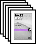 Americanflat 16x22 Picture Frame with Polished Plexiglass - Set of 5 - Use as 12x18 Frame with Mat or Display 16x22 Photo Without Mat - Galleria Collection - Picture Frames for Wall Display - Black