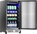 15 inch Outdoor Beverage Refrigerator, Under Counter fridge, 120 Cans Outdoor Wine Cooler with Stainless Steel Finish for Beer, Soda, Freestanding Small Drink Cooler