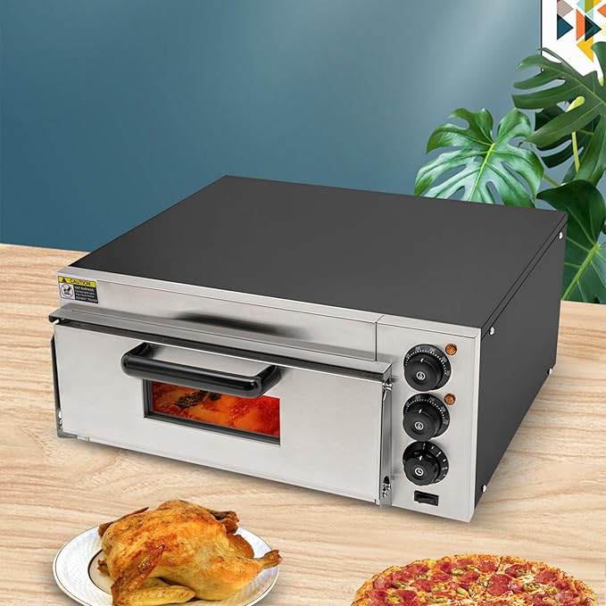 1800W Electric Pizza Oven Indoor Commercial Pizza Oven Countertop Pizza Maker Multipurpose Indoor Pizza Machine for Home Restaurants Bakeries – Adjustable Temp (122-662°F）-Makes 16 inch Pizzas