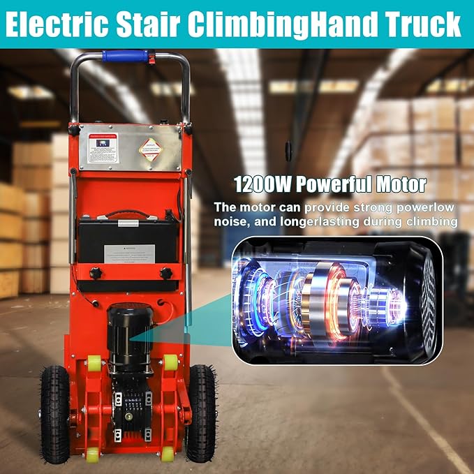 880lbs Electric Stair Climbing Hand Trucks Dolly Cart for Moving Heavy Objects, 1200W Powered Electric Stair Climber for Easy Up/Down Stairs, Move Furniture Home Warehouse(Upgrade)