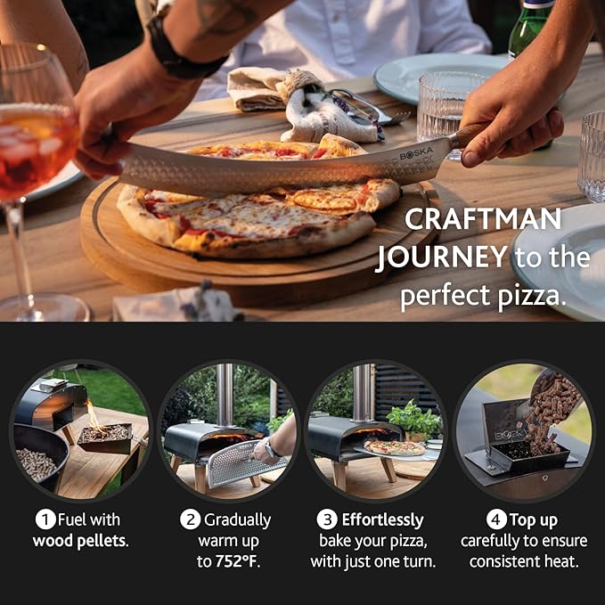 BOSKA Pizza Oven Outdoor Pro Pellet - Portable Pellet Pizza Oven - Pizza in 90s seconds - Wood Pellets - Outdoor Cooking - Includes Bottle Opener and Pizza Stone