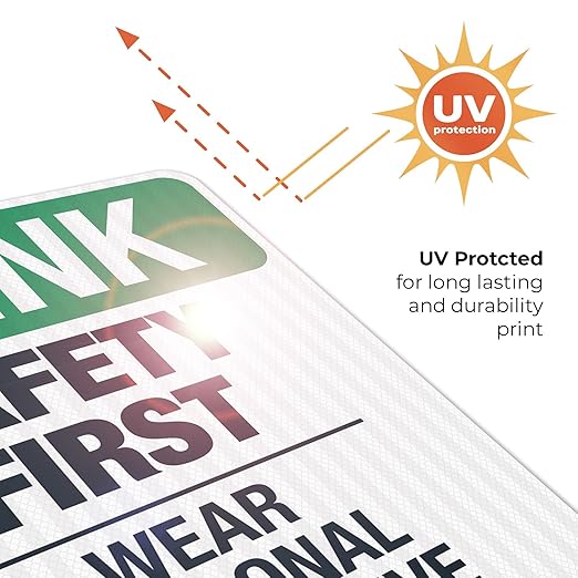 Think Safety First Wear Personal Protective Equipment Sign, 24x30 Inches, 3M EGP Reflective .080 Aluminum, Fade Resistant, Made in USA