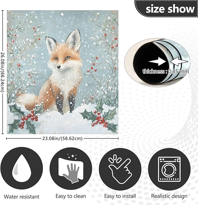 Fox Snow Dishwasher Magnet Cover Front Dishwasher Cover Magnetic Home Cabinet Decals Appliances Stickers Refrigerator Decor, 23x26in