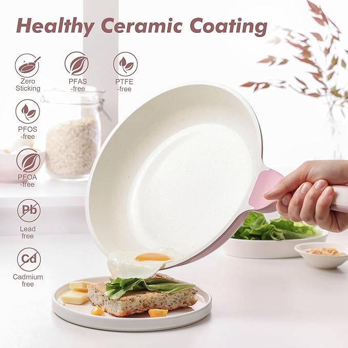 SENSARTE Nonstick Ceramic Frying Pan 11-Inch, Healthy Non Toxic Skillet, Induction Compatible Omelet Pan with Heat Resistant Handle, PFAS-Free