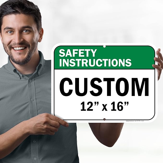 Custom Safety Instructions Sign, Ansi Sign, Osha Compliant, 12x16 Inches, Post Holes, Rust Free .040 Aluminum, Fade Resistant, Indoor/Outdoor Use, Made in USA by My Sign Center