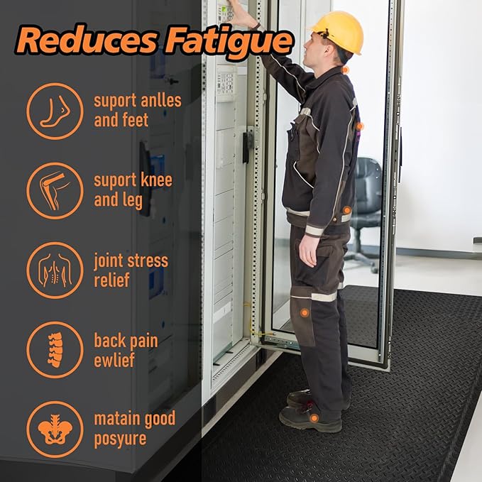 Anti Fatigue Mats Industrial 2' x 7' 15/16" Thick Ergonomic Standing Mat Commercial Kitchen Mat Heavy Duty Diamond Plate Cushioned Shop Floor Mats Helps Relieve Back and Leg Soreness