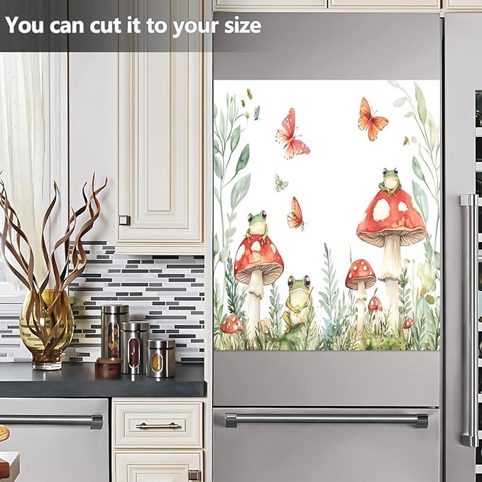 Dishwasher Magnet Cover, Mushroom Frog Butterfly Magnet Sticker Fridge Panel Decal for Home Kitchen Decor, 23x26in