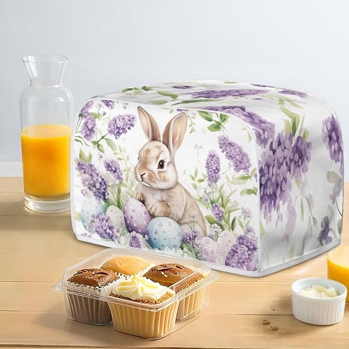 Easter Egg Bunny Print Toaster 2 Slice Cover Dust Fingerprint Protection Universal Size Kitchen Appliance Waterproof Cover