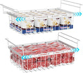 iSPECLE Freezer Organizer Bins for 10 to 20 Cu.Ft, 2 Pack Expandable Hanging Baskets Fit 17.5"-22.6" Width, Metal Wire Storage Racks for Deep Freeze, Not for Upright, White