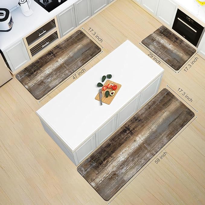 MAYHMYO Anti Fatigue Kitchen Mat - Set of 2 - Taupe Abstract Art Comfort Mats - Cushioned, Non Slip Floor Mat,17.3 x 29 x 0.4 inch + 17.3 x 59 x 0.4 inch