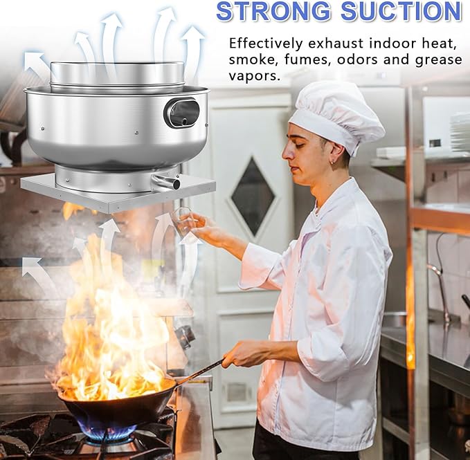 Restaurant Canopy Hood Grease Rated Exhaust Fan- Food Truck High-Speed Direct Drive Centrifugal Upblast Exhaust Fan 0.5HP 110 Volt Single Phase Motor 1900-2600 CFM