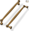 khtumeware 2 Pack 8 Inch(203mm) Antique Brass Cabinet Pulls Soild Vintage Brass Kitchen Cabinet Handles Aged Gold Kitchen Cabinet Hardware for Cupboard Drawer Handles Dresser Pulls