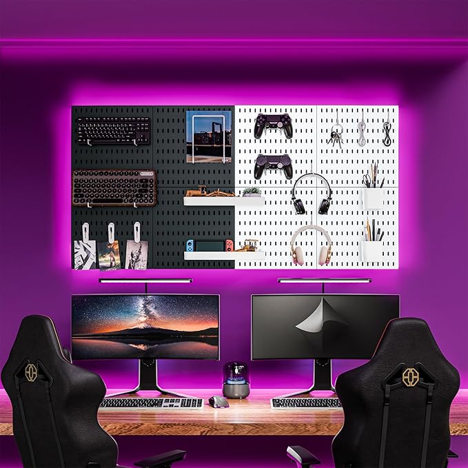 Wall-Mounted Pegboard Kit, 50.4" x 25.2" Organizer Panel – Large, Cost-Effective & Nail-Free Installation Pink