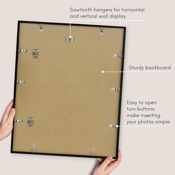 Americanflat 18x22 Picture Frame with Polished Plexiglass - Streamline Collection - Thin Border Picture Frame for Wall Display - Hanging Hardware Included - Black