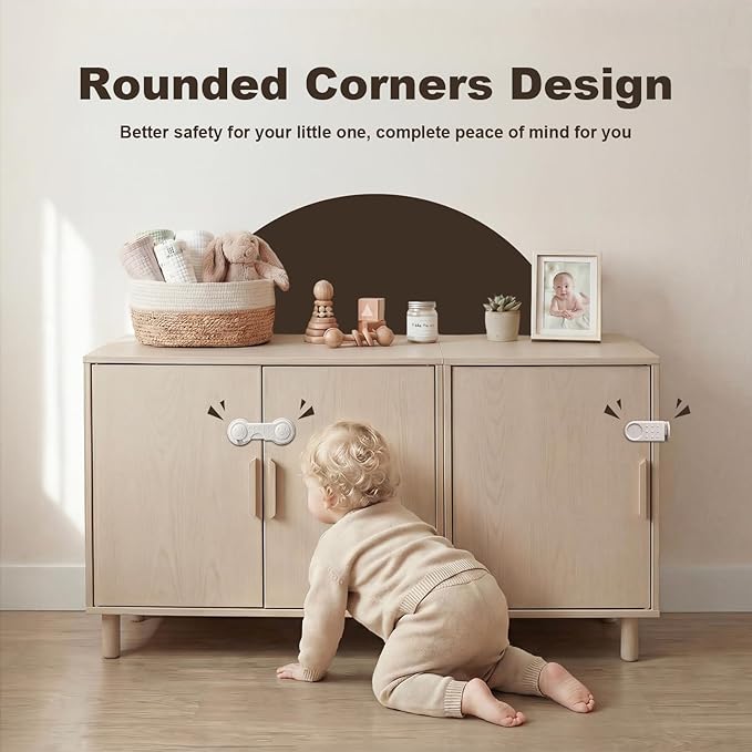 Baby Proofing Kit, 45 Pack Child Safety Pack – Cabinet & Drawer Locks, Corner Guards, Outlet Covers, Universal Safety Straps, Sliding Cabinet Locks, Door Stopper，Keep Your Child Safe at Home