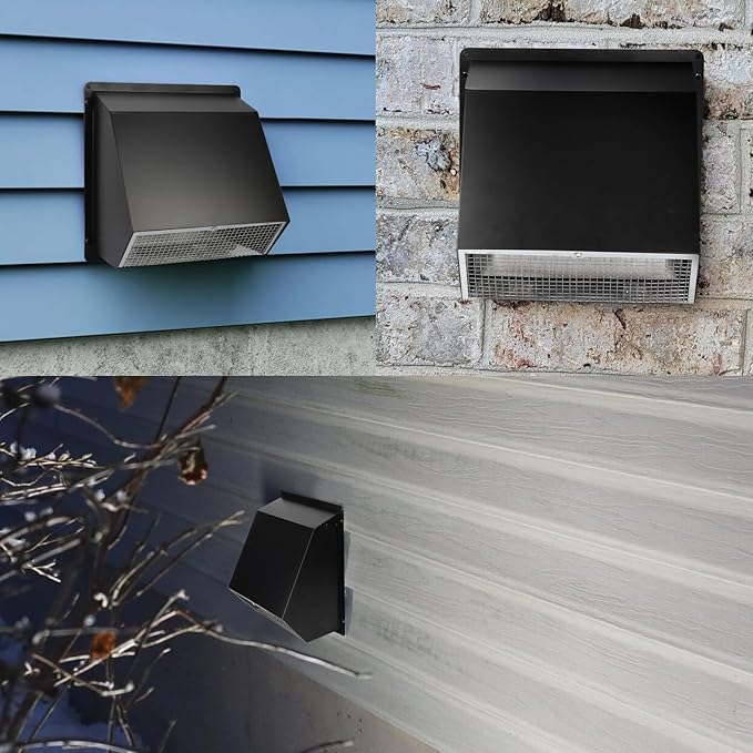 3 Inch Dryer Vent Cover Wall Vent Hood with Screen and Damper,Outdoor Dryer Vent Covers Outside Exhaust Vent Cover for Duct Air Ventilation,Wall Mount Extractor Vent Cap,Galvanized Steel,Black