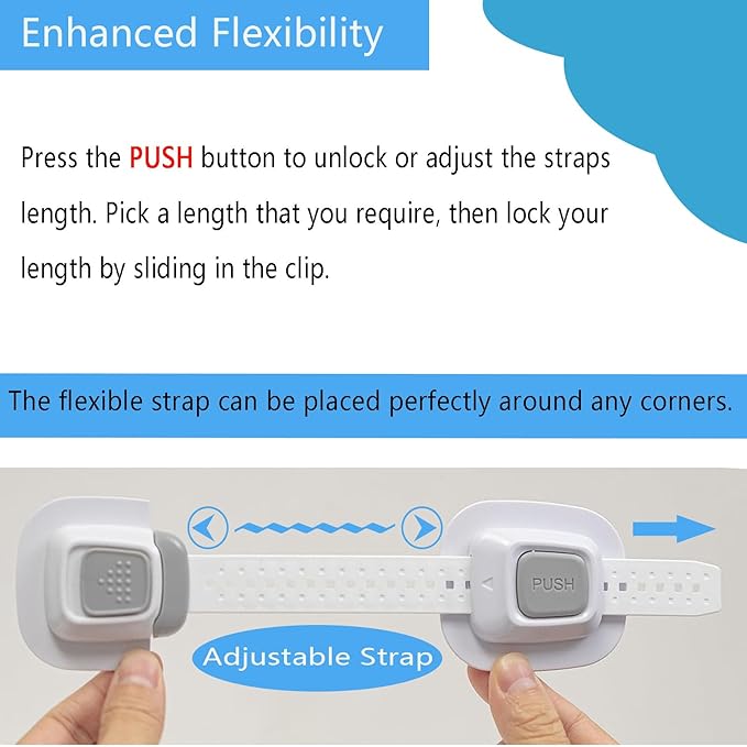 YEYA Upgraded No Drill Anti tip Furniture Wall Anchors Straps for Baby proofing with Strong 3M Adhesive Backing (4 Pack)