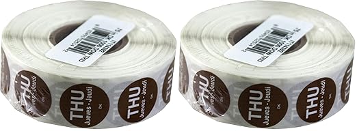 DayMark Safety Systems-IT1143924 Day of The Week 3/4" Circle Permanent Label, THU (Roll of 1,000) (Pack of 2)