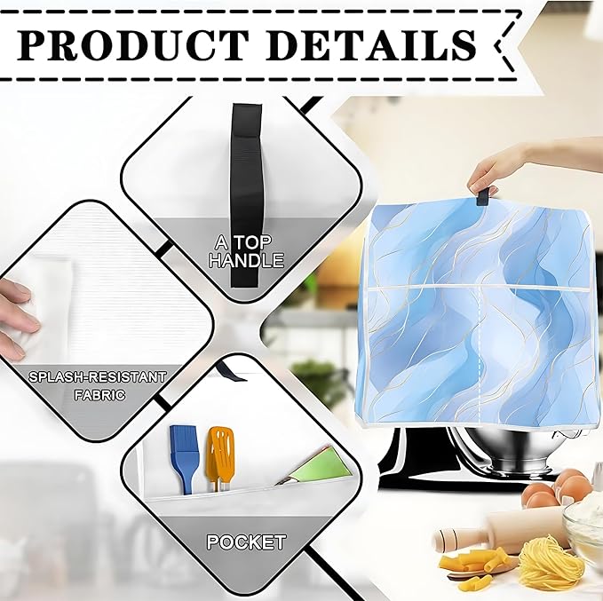 Mixer Dust Cover for 6-8 Qt Stand Mixer, Cloth Cover with 2 Storage Pockets for Stand Mixer Protective Covers Large for 6-8 Quart Mixer