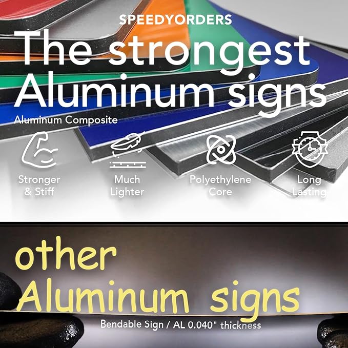Custom Metal Signs, Personalized Aluminum, Waterproof Business Signs, White Aluminum (Yellow Background, 20x20 In)