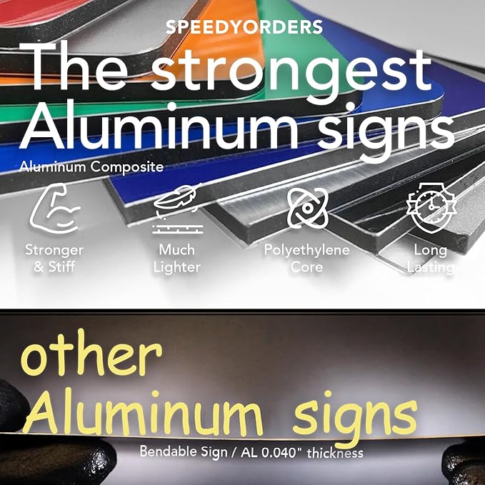 SPEEDYOOKS Custom Outdoor Metal Sign, Personalized Aluminum, Customized Safety, Business, Waterproof - White Aluminum (Red & White, 20x20 In)