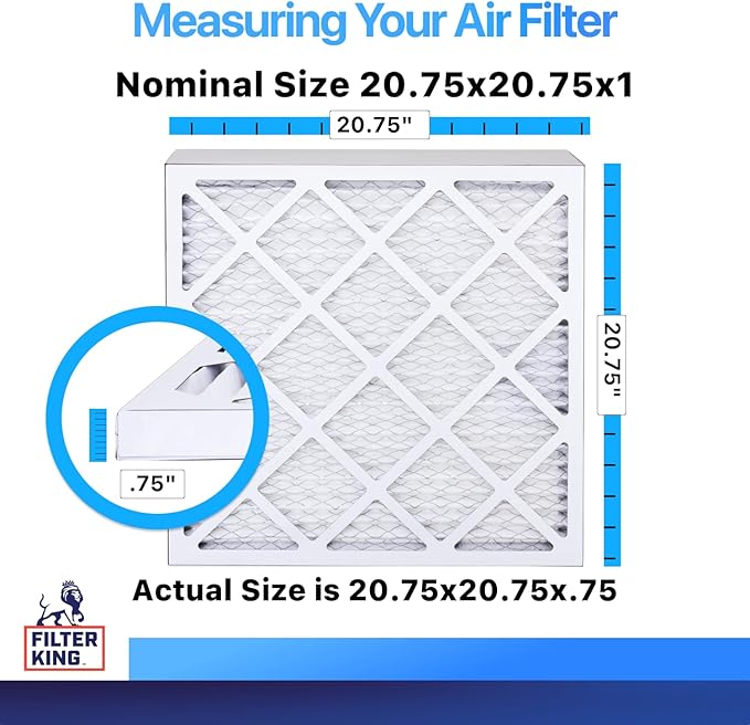 Filter King Air Filters 20.75x20.75x1 | 3-PACK | MERV 8 HVAC Pleated AC Furnace Filters | Actual Size 20.75 x 20.75 x .75