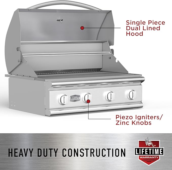 Bull Outdoor Products 69008 LP Steer Premium Drop in Grill, Liquid Propane, Silver