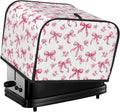 4 Slice Toaster Cover for Kitchen Pink Flower Bow Pattern Waterproof and Dustproof Toaster Dust Cover with Side Pockets Decorative Universal Cover for Wide Slot Toasters and Small Appliances
