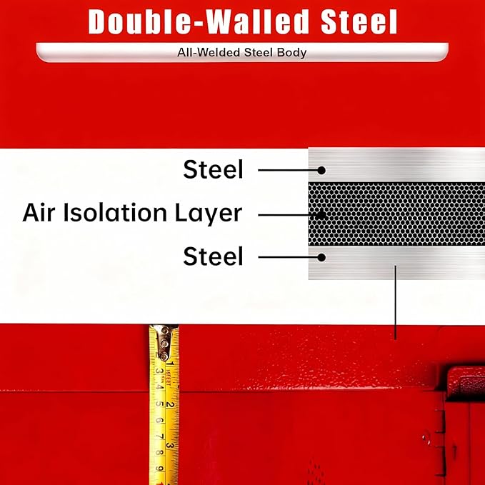 Red Flammable Storage Cabinet 16 Gallon, 18" x 18" x 23" All-Welded Steel Hazardous Cabinet, Adjustable Shelf & Manual Doors for Commercial Use, Warehouses, Lab & Industrial