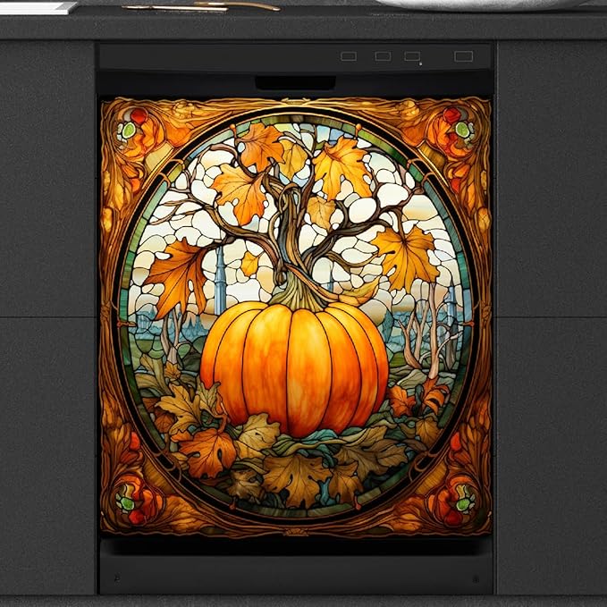 Fall Pumpkin Autumn Thanksgiving Dishwasher Magnet Cover Magnetic Dishwasher Decorative Cover Front Dishwasher Door Covers Reuseable Dishwasher Covers Panel Decal for Kitchen Home Appliances 23" X 26"