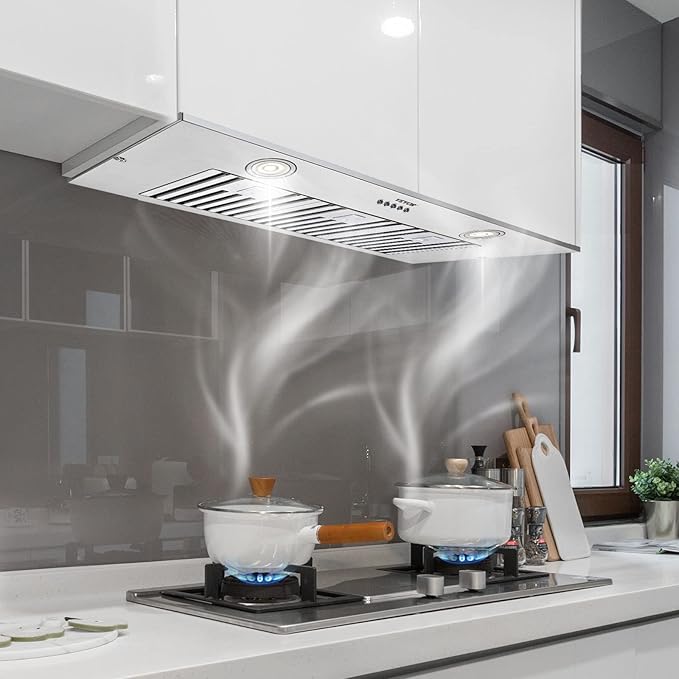 VEVOR Insert Range Hood, 800CFM 3-Speed, 36 Inch Stainless Steel Built-in Kitchen Vent with Push Button Control LED Lights Baffle Filters, Ducted/Ductless Convertible, ETL Listed…