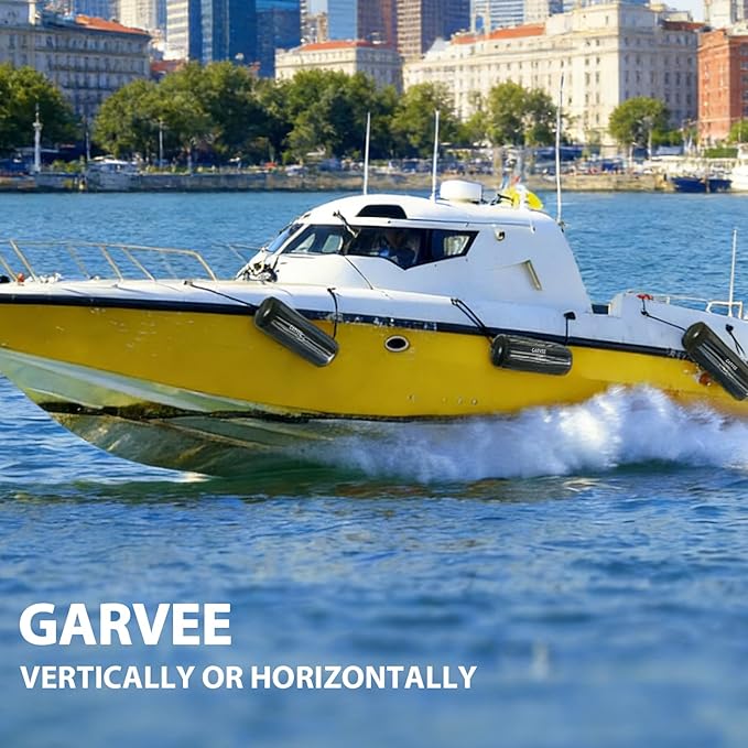 Garvee Boat Fenders 4 Pack 10 x 28 Inches Boat Bumpers for Docking, Ribbed Center Hole, Comes with Ropes and Pump to Inflate