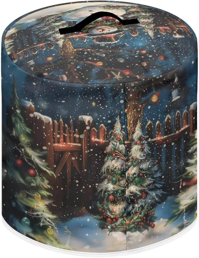 Christmas Cute Snowman Print 6 Quart Pressure Cooker Cover Dust-proof Kitchen Appliance Protector Air Fryer Dust Cover with Top Handle and Pocket