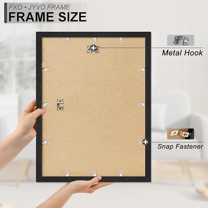 Engineered Wood 16x22 Picture Frame Set of 6, Black Frame for 16 x 22 Inch Picture Poster Photo, Light Weight 16 by 22 Frame with Wood-grain for Wall - 6 Pack/Black/16 x22