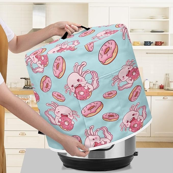 Axolotl Kitchen Appliance Covers, Dust Cover for 8 qt Air Fryer & Pressure Cooker Kitchen Appliance Accessories with Storage Pockets, Machine Washable